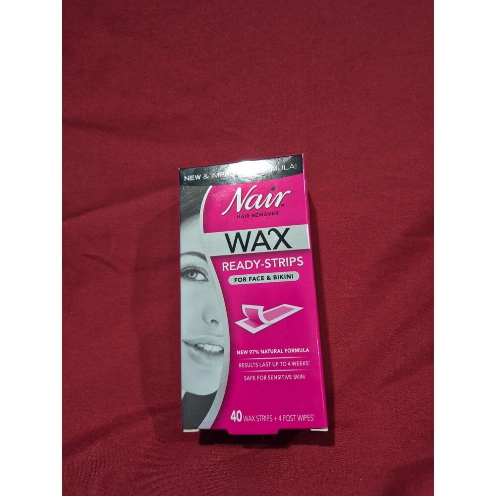 New Nair Hair Remover Wax Ready Strips, Face and Bikini Hair Removal 40 ct
